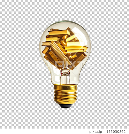 Golden light bulb glowing with the bright concept of innovation and electric power 133030862