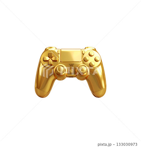 Gold gamepad console technology isolated on white background Gold gamepad console technology isolated on white background 133030973