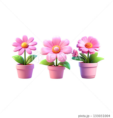 Pink cyclamen flower in pot on white background Pink cyclamen flower in pot on white background 133031004