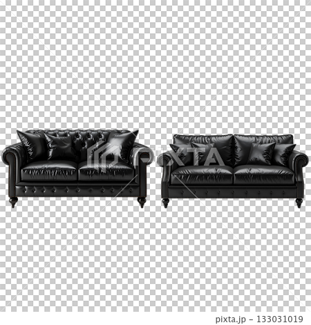 Modern luxury leather sofa set and chair furniture on white background 133031019