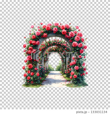 An ancient medieval stone archway decorated with floral wreaths An ancient medieval stone archway decorated with floral wreaths 133031134