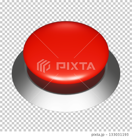 一個普通圓形按鈕的3DCG圖示。透明紅色開關材料 一個普通圓形按鈕的3DCG圖示。透明紅色開關材料 133031193