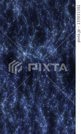 Abstract visualization of glowing blue particles forming a dense web-like cosmic energy network Abstract visualization of glowing blue particles forming a dense web-like cosmic energy network 133031382
