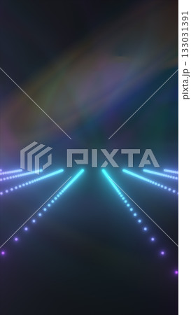 Abstract glowing blue lines fading into the distance, symbolizing digital perspective and futuristic direction 133031391