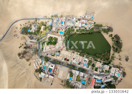 View of the Huacachina oasis in Ica. View of the Huacachina oasis in Ica. 133031642