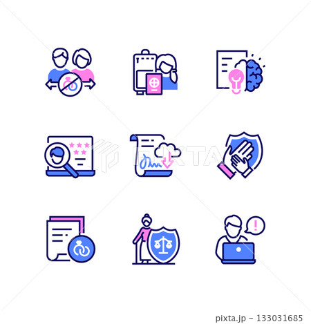 Legal services - set of line design style icons Legal services - set of line design style icons 133031685