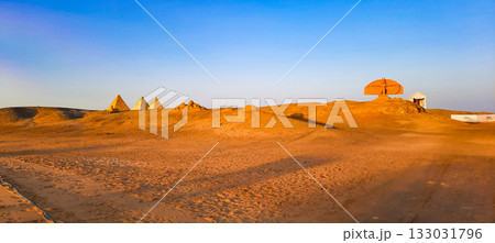 Egyptian statue, a figure on the beach in Marsa Alam, on the territory of the Hilton Hotel, 2024 April, spring Egyptian statue, a figure on the beach in Marsa Alam, on the territory of the Hilton Hotel, 2024 April, spring 133031796