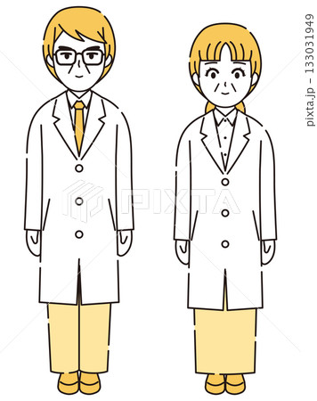 白衣を着た男性と女性のイラスト2 白衣を着た男性と女性のイラスト2 133031949