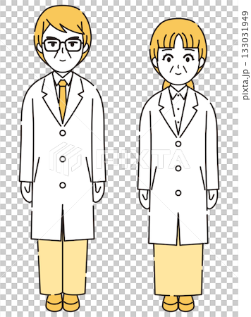 白衣を着た男性と女性のイラスト2 白衣を着た男性と女性のイラスト2 133031949