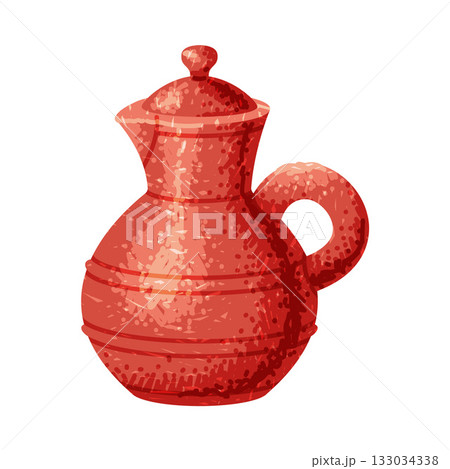 Brown Jug as Pottery and Ceramic Tableware and Crockery Vector Illustration 133034338
