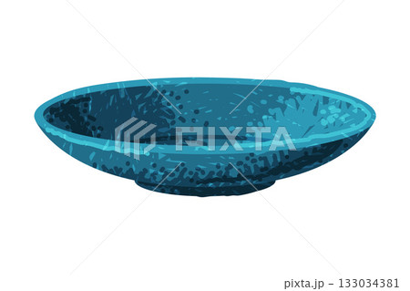 Blue Plate as Pottery and Ceramic Tableware and Crockery Vector Illustration 133034381