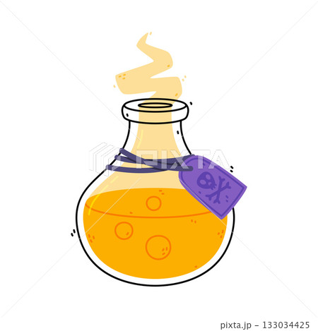 Potion Bottle and Glass Flask with Tag Vector Illustration Potion Bottle and Glass Flask with Tag Vector Illustration 133034425