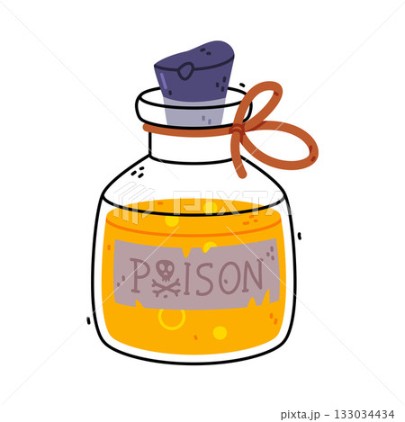 Potion Bottle and Glass Flask with Cork Vector Illustration Potion Bottle and Glass Flask with Cork Vector Illustration 133034434