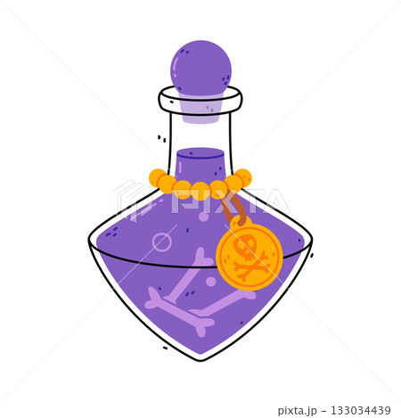 Potion Bottle and Glass Flask with Cork Vector Illustration Potion Bottle and Glass Flask with Cork Vector Illustration 133034439