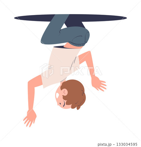 Man Character Jumping Through Portal Enter Hole Vector Illustration 133034595