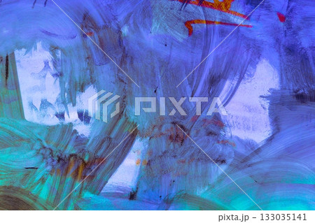 Abstract Brushstroke Pattern in Blue, Violet with 90s, Y2K Acid Aesthetic 133035141