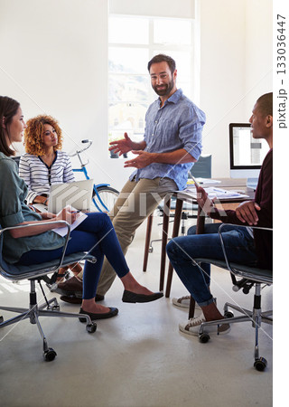 Training manager, planning and business people with startup ideas, coaching and strategy for workflow management. Professional man, mentor or boss leadership, speaking or talking of internship career 133036447