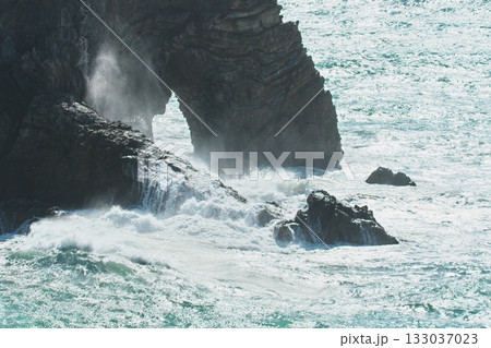 伊良湖岬の日出の石門に打ち寄せる荒波 伊良湖岬の日出の石門に打ち寄せる荒波 133037023