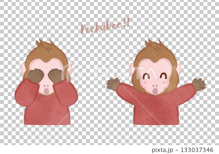 可愛的猴子玩躲貓貓 133037346