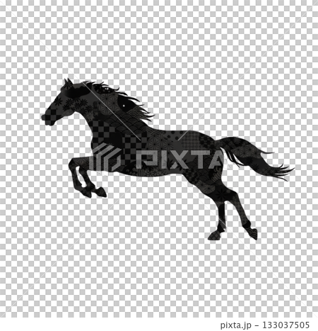 黑色日式躍馬圖案:時尚現代的日式設計布料 黑色日式躍馬圖案:時尚現代的日式設計布料 133037505