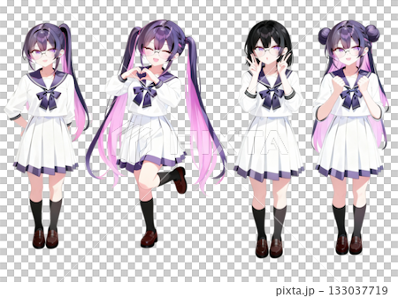 穿著水手服的可愛女孩插圖 133037719