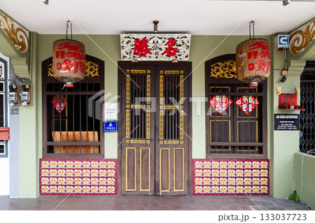 Traditional Chinese architecture in Penang featuring vibrant decorations and cultural elements 133037723