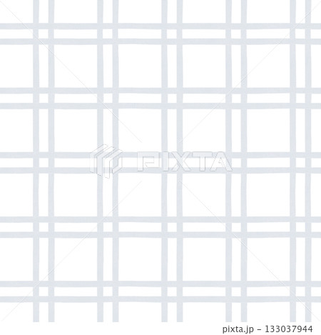 Seamless light blue checkered pattern and circles with jagged edges. Repeat pattern abstract checkered with jagged edges geometric design. Minimalist watercolor background for textile 133037944