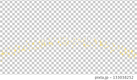 Golden sparkle light with glowing yellow dust and shining particles forming a magical curved path on transparent background 133038252
