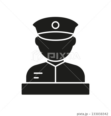 Police Officer Silhouette Icon. Law Enforcement, Security Personnel, And Authority Representation Symbol. Professional Role And Public Safety Illustration. Isolated Vector Illustration 133038342