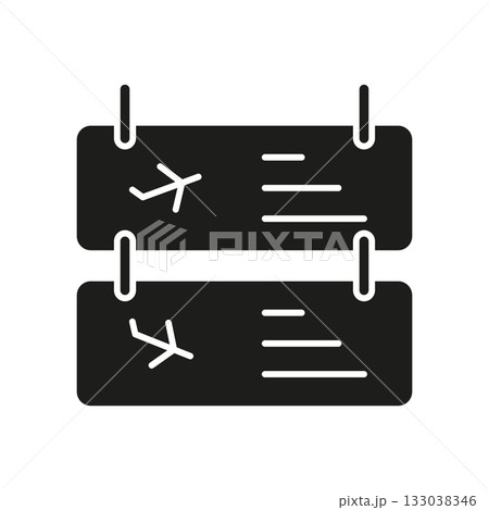 Airport Flight Schedule Board Silhouette Icon. Airplane Departure and Arrival Display Panel for Travel Planning and Passenger Information Glyph Symbol. Isolated Vector Illustration Airport Flight Schedule Board Silhouette Icon. Airplane Departure and Arrival Display Panel for Travel Planning and Passenger Information Glyph Symbol. Isolated Vector Illustration 133038346