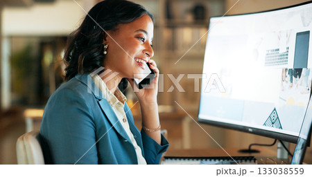 Phone call, computer and night with business, woman and planning with conversation, connection and schedule. Person, employee and consultant with pc, screen and smartphone with discussion or feedback Phone call, computer and night with business, woman and planning with conversation, connection and schedule. Person, employee and consultant with pc, screen and smartphone with discussion or feedback 133038559