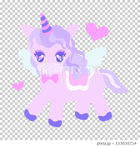 Cute pink unicorn character transparent Cute pink unicorn character transparent 133038714