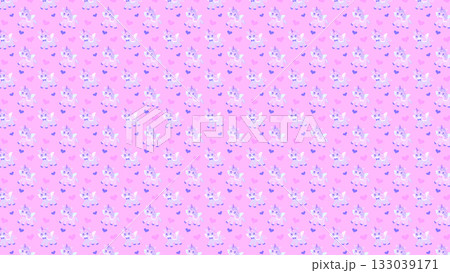 かわいいユニコーンのパターン　ピンク 133039171