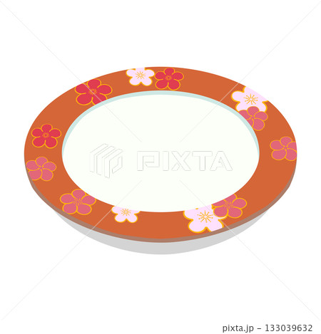 梅柄の皿のイラスト 133039632