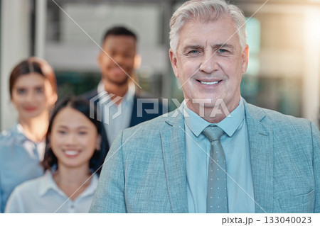 Portrait, leader and senior businessman with team in office for collaboration, teamwork and startup goal. Face, diversity and elderly guy boss leading team in partnership, company and happy workforce Portrait, leader and senior businessman with team in office for collaboration, teamwork and startup goal. Face, diversity and elderly guy boss leading team in partnership, company and happy workforce 133040023