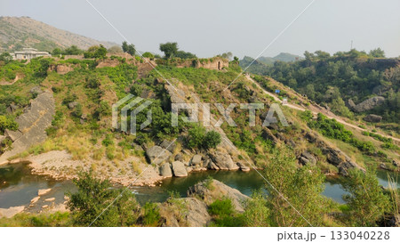 Panoramic view of Pharwala Fort and Sawan River 133040228