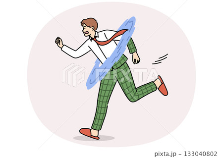 Business man teleports and changes clothes on go, trying to get to work and meet deadline 133040802