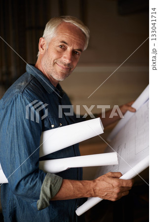 Senior architect, blueprint and man with drawing, renovation or remodeling project and floor plan design. Architecture industry, engineer and male professional designer in portrait with mission Senior architect, blueprint and man with drawing, renovation or remodeling project and floor plan design. Architecture industry, engineer and male professional designer in portrait with mission 133041714