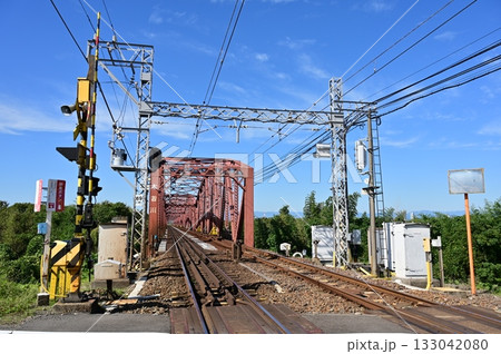 木曽川堤駅（名鉄）付近の木曽川橋梁 133042080