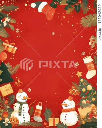 かわいいクリスマスのフレームイラスト 133042929