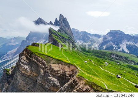 Wonderful landscape of the Dolomites Alps in summer. Odle mounta 133043240