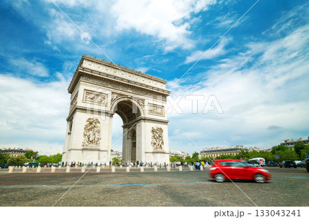 Famous Arc de Triomphe against nice blue sky Arc de Triomphe mon 133043241