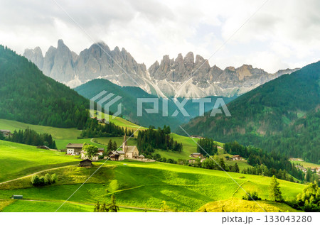 Beautiful landscape of Italian dolomites in summer - Santa Magdalena 133043280