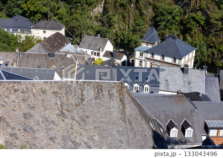 Esch-sur-Sure, Wiltz, Grand-Duche de Luxembourg, September 07, 2025, Slate roof textures, Weathered Esch-sur-Sure, Wiltz, Grand-Duche de Luxembourg, September 07, 2025, Slate roof textures, Weathered 133043496