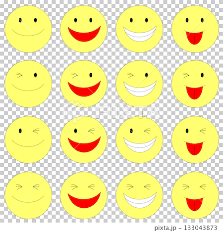 一組具有各種表情的笑臉 133043873
