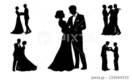 First Dance Surrounded by Family Silhouette Set 133044553