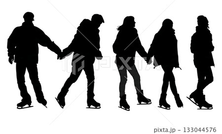 Recreational Couple Ice Skating Silhouette Pack 133044576