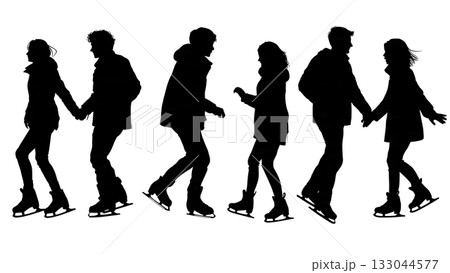 Recreational Couple Ice Skating Silhouette Pack Recreational Couple Ice Skating Silhouette Pack 133044577