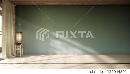 Tatami mat floor on Empty blue room Japanese tropical style. 3D rendering Tatami mat floor on Empty blue room Japanese tropical style. 3D rendering 133044893
