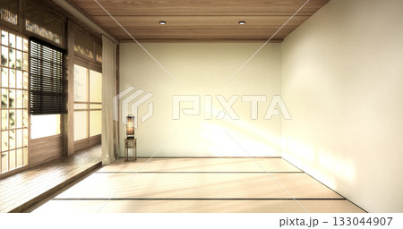 Mock up empty, Modern japanese tatami mat floor, room japanese traditional style. 3D rendering 133044907